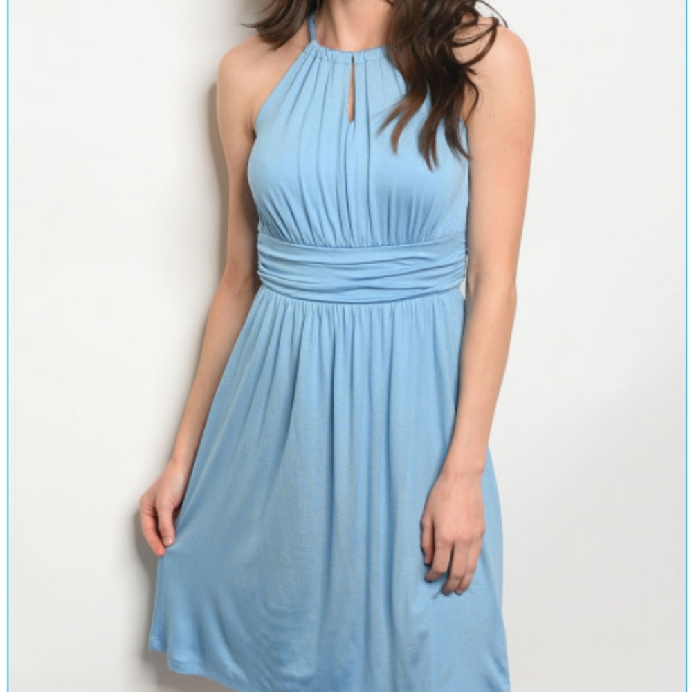 Light Blue Halter Dress 05004 - Picture 2 of 5